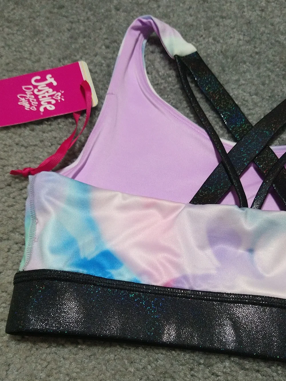 Justice Butterfly Cloud Dye Sports Bra - Brand New
